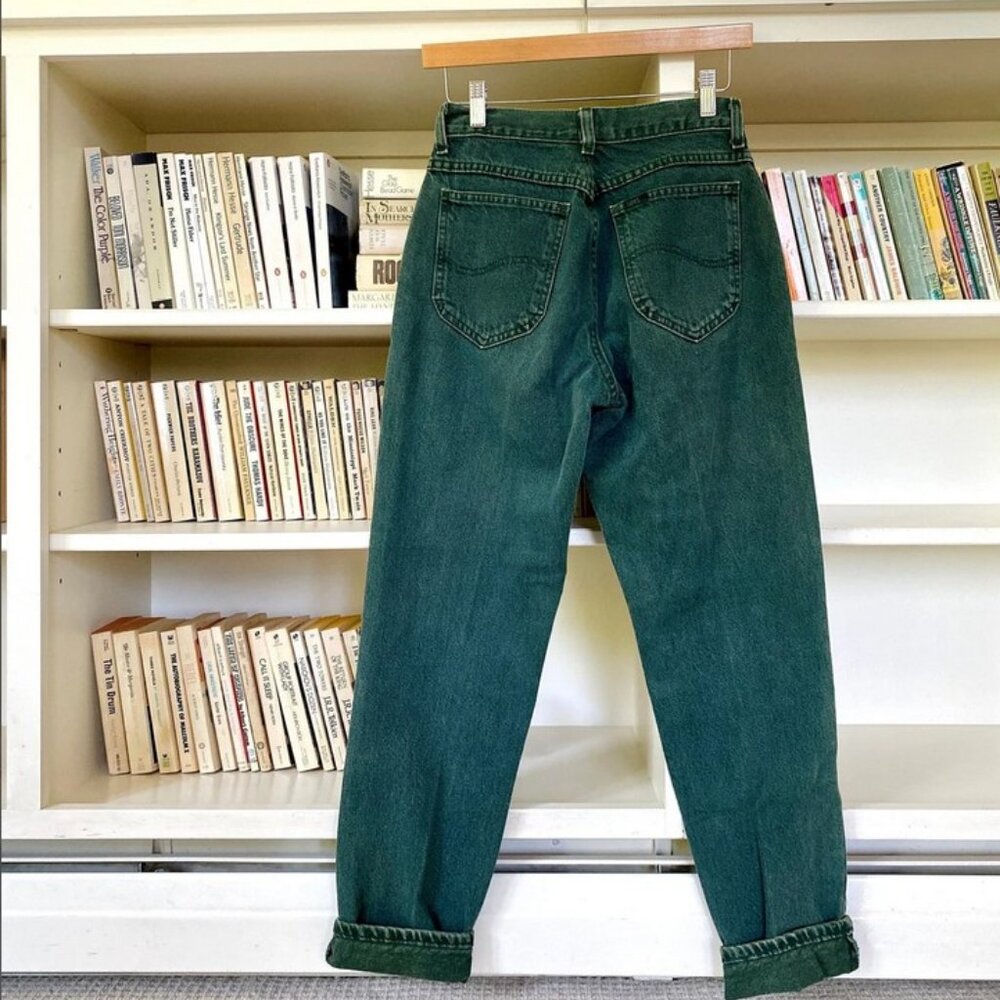 Vintage 90s Green Lee Colored Denim Jeans High Rise Jeans Size 9